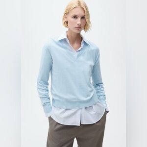 Mango Sky Blue V-Neck Sweater NWT